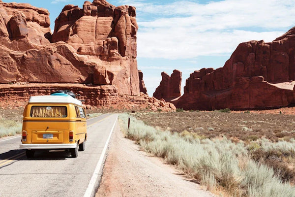 Gelber Bus mit Canyon | ©Dino Reichmuth